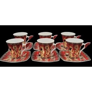 Fathi Mahmoud Limoges Porcelain Coffee/Tea 12 pcs Set Made in Egypt